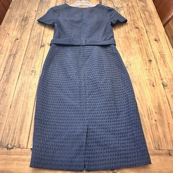 Boden Size 4 Pencil Dress Belted Midi Swiss Dots Navy Blue Classic Preppy - Picture 16 of 16